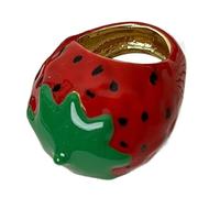 Xuancai Anello fatto a mano con fragola/frutta vibrante olio gocciolante leggero e confortevole gioielli alla moda accessorio alla moda in lega, Misura unica, come descritto, come descritto