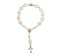 Xuancai Bracciali religiosi cattolici con crocifisso rosario centrotavola Sacro Cuore di Maria Misericordia Gesù Santo Icone Gioielli Rosario cattolico Braccialetto per donne ragazze Comunione bambini