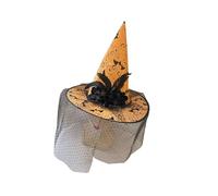 Xuancai Cappello da strega accessorio per feste di Halloween con tessuto a rete e audace fascino estetico mago gotico strega