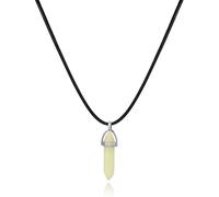 Xuancai Ciondolo in pietra naturale verde temperamento fungo amore - collana di cristallo esagonale pilastro regalo gioielli tendenza luna fungo amore ciondolo esagonale, Misura unica, come descritto