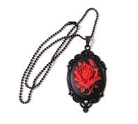 Xuancai Collana in metallo gotico con rosa rossa cammeo in spine cornice ciondolo collana retrò rosa fiore collana gotico punk gioielli regalo gotico punk gioielli, Misura unica, come descritto, come