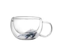 Xuancai Fiore Secco Doppia Parete di Vetro Tazza di Acqua Portatile Tazza di Caffè Bere con Maniglia Trasparente Decorativo Drinkware Tazza di Vetro Doppia Parete