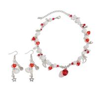 Xuancai Imitazione Perle Perline Collana Orecchini Set Fragola / Cuore Charm Gioielli Accessori Fatti A Mano Per Le Donne Alla Moda