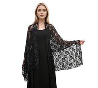 Xuancai Pizzo Spalla Wrap Fiore Scialle Per Evento Formale Elegante Partito Accessorio Capo Copertura Spalla Sciarpa Spagnolo Scialle Donne Moda Accessorio, Nero , Taglia unica