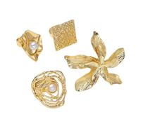 Xuancai Set di 4 anelli moderni in lega con forme irregolari per le donne gioielli versatili ornamenti per look casual e formali anelli eleganti casual