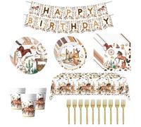 Xuancai Set di piatti per feste a tema cavallo, decorazioni a tema selvaggio, forniture di compleanno per adulti e bambini, regali per feste