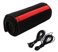 XuanMax Morbida Coprivolante da Cucire in Scamosciato Nubuck con Ago e Filo Universale Traspirante DIY Copri Volante Auto Cuciture fai da te a Mano Copertura di Volante dell'auto 37-38 cm - Linea Nero