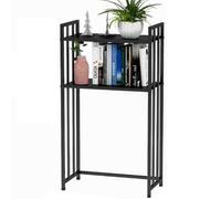 Xuanning Store Libreria da Scrivania, Ripiani da Scrivania, Semplice Scaffale a Due Livelli, Struttura a Forma di H, Telaio in Acciaio Spesso, Piedino Regolabile, 36x26x90 Cm(36x26x90cm - black)