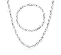 XUANPAI Set di collane a grano in acciaio inox, per uomo, collana da 50 cm e bracciale da 19 cm, set di gioielli da uomo, finitura lucida, ideale come regalo per marito, fidanzato, fratello, Halskette