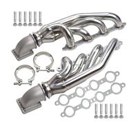 Xuanqingyi Store Kit collettore di scarico e collettori di scarico turbo per LS1 LS6 LSX GM V8 | Gomiti con fascia a V da T3 T4 a 3,0" inclusi