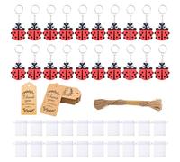 Xuanxi Confezione da 20 portachiavi a forma di coccinella, ideali per feste, design portatile e robusto, in PVC, accessori in metallo per eventi per bambini, anelli portatili sfusi