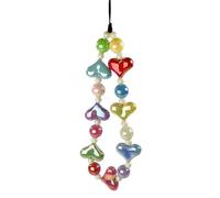 Xuanxi Elegante portachiavi fatto a mano con perline ciondolo a catena cinturino moda cellulare corda donna telefono cordino gioielli cuore cavo telefonico con perline