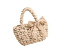 Xuanxi Estati Borsa da Spiaggia di Paglia Per Le Donne Paglia Intrecciata A Mano Borsa Toted Frizioni Tessuto A Mano Con Manico Superiore Borsa Regali Borse Toted, bianco, One Size