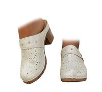 XUANXUANQZ Sandali Da Donna Con Punta Chiusa E Slip-on, Comodi Sandali Ortopedici Con Tacco Basso, Con Supporto Plantare, Slip-on, Con Tacco Medio E Blocco, Pantofole E Sabot (Bianco,37)