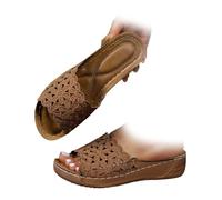 XUANXUANQZ Sandali Ortopedici Traspiranti Con Punta Aperta Da Donna, Sandali Ortopedici Da Donna Estate 2025, Comodi Con Supporto Plantare (Marrone chiaro,39)