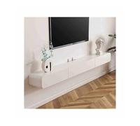 Xuanyingfafafa Supporto TV galleggiante, Console TV moderna sospesa a parete con 2 cassetti, mobile sospeso stretto in legno centro di intrattenimento for riporre la, bianco/nero(White,160x24x18cm)
