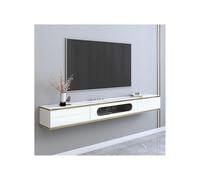 Xuanyingfafafa Supporto TV galleggiante, Console TV sospesa moderna e di lusso con tavolo in imitazione roccia, mobile portaoggetti sospeso a parete da 70,8/78,7" for sotto la(White,200x24x20cm)