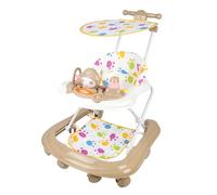 XUANYU Girello spinta per bambini, girelli e centro attività 3 in 1, girello scalabile per passeggiata con tappeto, baldacchino, maniglia di spinta, centro di gioco e altezza regolabile, 6 mesi (khaki