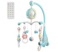 XUANYU Mobile per Bambini con Proiettore e Luci Notturne, 150 Melodie, 10 Canzoni, 6 Suoni Naturali, Timer e Telecomando per Neonati (Blu)