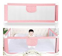 XUANYU Sponda da Letto 150/180/200 cm (4,9 FT/5,9 FT/6,6 FT), Sponda Letto per Bambini Barriera di Sicurezza Universale Anticaduta con 1 Tasca Barriera Letto da Viaggio (180 cm/5,9 FT, Rosa)
