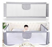 XUANYU Sponda da Letto 150/180/200 cm (4,9 FT/5,9 FT/6,6 FT), Sponda Letto per Bambini Barriera di Sicurezza Universale Anticaduta con 1 Tasca Barriera Letto da Viaggio (180 cm/5,9 FT, Grigio)