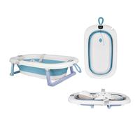 XUANYU Vasca da bagno pieghevole con tappetino doccia, termometro digitale e foro di drenaggio portatile, vasca da bagno autonoma per neonati, drenaggio rapido (blu C)