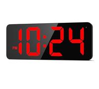 XUANZIT Orologio da parete digitale a LED con grande display, cifre grandi, oscuramento automatico, superficie antiriflesso, formato 12/24 ore, piccolo orologio da parete silenzioso per soggiorno,