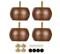 XUbixpapv Piedini for mobili da 2 pollici in legno massello di noce | Noce 2 pollici Installazione e elevazione: set di 4 bulloni M8