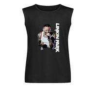 XUBLCX Linkin Pork Chester Bennington Rip Logo Mens Black Sleeveless T-Shirt Graphic Tee Printed Unisex Vest Tank Tops Shirt L
