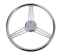 XUBOR Volante in acciaio inossidabile resistente for barche con pomello a 3 razze for yacht marini sott'acqua Timone di sterzo posteriore per imbarcazioni marin