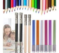 XUBX 10 Pezzi Estensori per Matite, Estensori per matita, Matita Allungamento, Pastello Estensione, Supporto per prolunghe per matite colorate, Matita Estensori di Legno, Estensori a matita