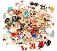XUBX 100 Pezzi Charms in Lega, Ciondoli di Creazione di Gioielli, Ciondoli Assortiti Misti, Smalto Stili Pendenti Gioielli Colorato Fai da Te per Bracciale Collana Orecchini Portachiavi Gioielli