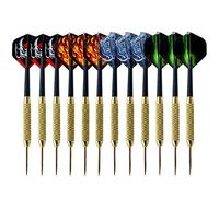 XUBX 12 Pezzi Freccette Steel, Freccette Professionali Punta Acciaio, 19g Freccette Punta Acciaio, Standard e Slim Alette, 4 Stile Voli in Pet, Set di Freccette in Metallo con Custodia