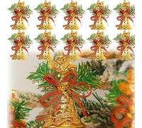 XUBX 12PCS Campana dell'albero di Natale Ghirlanda di Natale Ornamento di Natale, Decorazioni Natalizie Fai da Te, Campane di Decorazione in Metallo con Nastri, per L'Albero di Natale