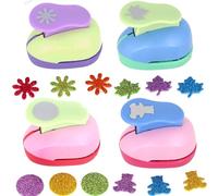 XUBX 4 Pezzi punzoni di carta, Orsetto, Tondo, Fiore, Foglia d'acero Stampini per Carta, Mini Perforatrice, punzoni punzonatrice Scrapbook Craft per Fai-da-Te, Scrapbooking