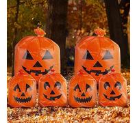 XUBX 6 PCS Sacchetti per foglie del prato di Halloween Sacchetti per zucche del prato, 2 misure diverse, sacchetti riutilizzabili per rifiuti da giardino, sacchetti a forma di foglia per riordinare er