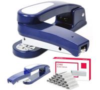 XUBX cucitrice girevole a 360° con 1000 graffette, 360 gradi girevole Desktop Stapler capacità 20 fogli, ruotabile Staplers per brochure, giornali, fai da te, rilegatura artigianale (Blu)
