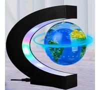 XUBX Globi a Levitazione Magnetica con luci LED, C Forma Globo Fluttuante, Mappamondi, Mappamondo Magnetico, mappa del mondo rotante per regalo per la casa e l'ufficio