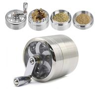 XUBX Grinder di Spezie, Mano manovella Mill, Smerigliatrice trasparente, Crusher Manuale per Spezie Essiccate, Tabacco, Erba, Erb, Macinaspezie, Macinapepe, polline Catcher, 4 strati, Ø55mm (Argento)