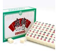 XUBX Set da viaggio Mini Mahjong, struttura solida facile da leggere Mah Jong Game, 144 Piccole Piastrelle e Vintage in Pelle Mahjong Carring Case per Viaggio Family Game Chinese Mahjong Set
