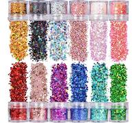 XUBX Set di Polvere Glitter per Unghie - 12 Colori 10ml, Cosmetici Lustrini Brillantini Decorazioni, Chunky Sparkle per Viso Corpo Capelli Nail Art