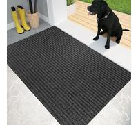 XUCHOU Tappeto Ingresso Casa 100 x 130 cm Antiscivolo, Assorbente Zerbino Antiscivolo con Retro in Gomma per Corridoi, Porte Esterne, Nero