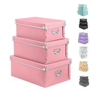 XUCHUN Scatole portaoggetti pieghevoli con coperchio, 3 in 1, chiusura con bottone a pressione, a prova di umidità, salvaspazio, per foto, giocattoli, documenti, armadi