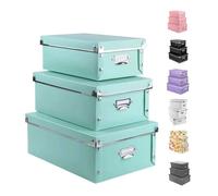 XUCHUN Set di 3 contenitori in plastica con coperchio, impermeabili, pieghevoli, per giocattoli, scarpe, vestiti, ufficio, colore foglia di tè