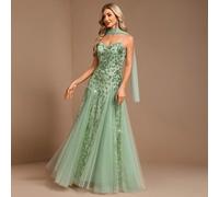 XUCTHHC Elegante abito da donna con spalle scoperte, paillettes&rete, linea ad A, per feste formali, ballo di fine anno, compleanno, ospite di matrimonio, laurea, festival autunnali L,M,S,XLColore uni