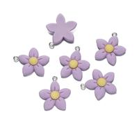 XUCZHAI 5Pcs Colored Resin Cute Flower Shape Charm Pendant for DIY Handmade Beaded Keychain Necklace Jewelry Making Accessories(Purple)