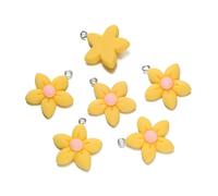 XUCZHAI 5Pcs Colored Resin Cute Flower Shape Charm Pendant for DIY Handmade Beaded Keychain Necklace Jewelry Making Accessories(Yellow)