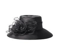 XUCZHAI Cappello da donna, cerimonia, chiesa, a cloche, floreale, a secchiello, a bombetta, stile Kentucky, a tesa larga, for occasioni reali, gare, cappelli sole(Black)