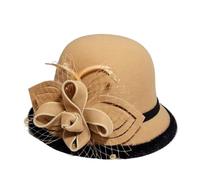 XUCZHAI Cappello da donna Fedora con nastro, in feltro, for signore, invernale, autunnale, elegante, cerimonia, banchetto, bombetta(Color 2)