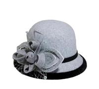 XUCZHAI Cappello da donna Fedora con nastro, in feltro, for signore, invernale, autunnale, elegante, cerimonia, banchetto, bombetta(Color 4)